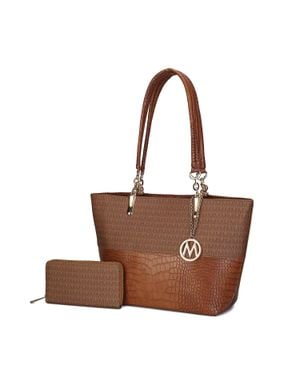 MKF Collection by Mia K Sasha Tote Bag With Wallet Vegan Leather Shoulder Bag Handbag Purse Set By Mia K - Brown