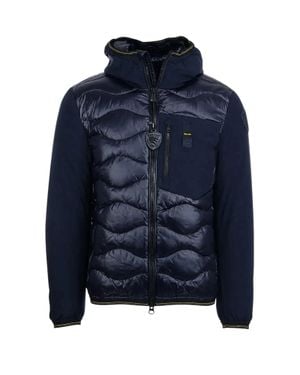 Blauer Dark Albert Wave-Quilted Hooded Down Jacket - Blue