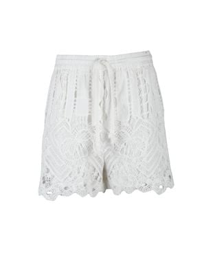 Pinko Cotton Nylon Embroidered Shorts - White