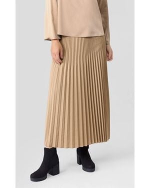 Eileen Fisher Woven Wool Silk A-Line Skirt - Natural