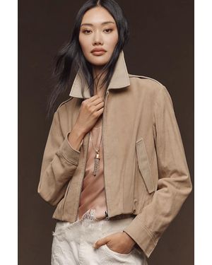 Lamarque Robbie Suede Bomber Jacket - Brown