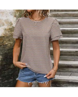 TRUEDAMES Printed Round Neck Casual Shirt - Gray
