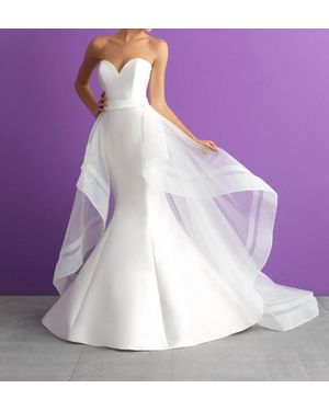 Allure Romance Strapless Wedding Dress With Detachable Tulle Train - Purple