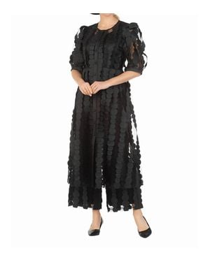 GIOVANNA Sheer Long Jacket, Cami Top, And Pants Set - Black