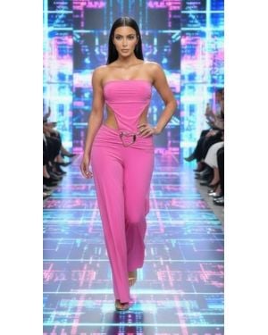 TRUEDAMES Side Cutouts Heart-Shaped Wide-Leg Jumpsuit - Blue