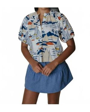 Laroque Henley Short Sleeve Top - Blue