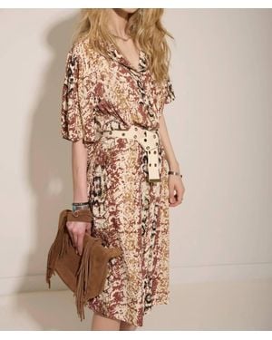 Mkt Studio Snake Print Tie-Waist Midi Dress - Brown