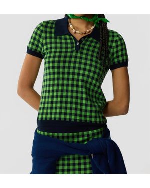 Guest In Residence Gingham Shrunken Polo - Green