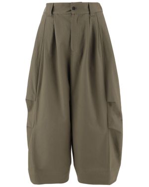 Niccolò Pasqualetti Balloon-Silhouette Cotton Shorts With Structured Waistband - Green