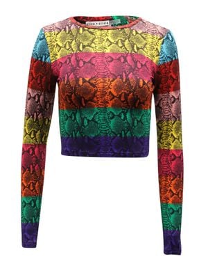 Alice + Olivia Rainbow Snake Print Crop Top - Red