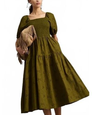 White Stuff Iva Shirred Dress - Green