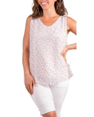 Gigi Moda Fernanda Daisy Silk Sleeveless Top - Gray