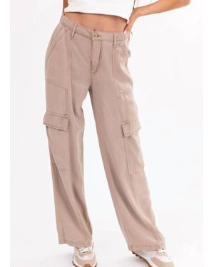Risen High Rise Tencel Wide Cargo Pants - Natural