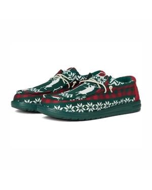 HEYDUDE Wally Holiday Cheers 41862-3U7 Multi Moc Toe Shoes Kfc689 - Green
