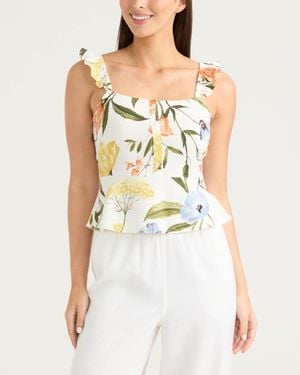 Ellen Tracy Ruffle Sleeve Top - Multicolor