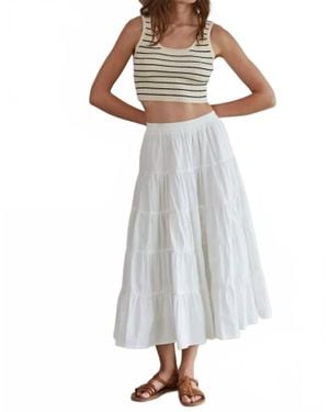 By Together Tiered Midi Skirt - White