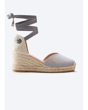 VISCATA Gava Canvas Espadrille Wedges - Metallic