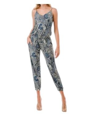 Ariella High Rise Paisley Jumpsuit - Blue