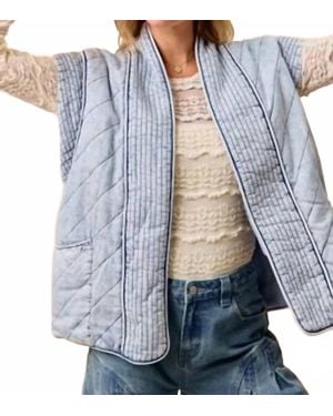 Bibi Quilted Washed Chambray Vest - Blue