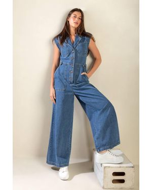 TRUEDAMES Over You Again Denim Jumpsuit - Blue