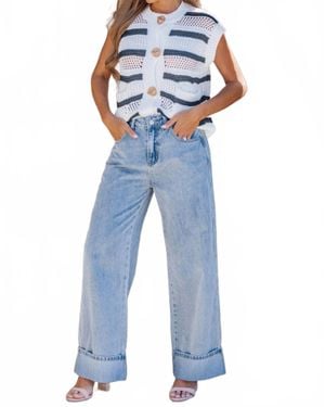 LAVENDER J Buttons Sleeveless Vest - Blue