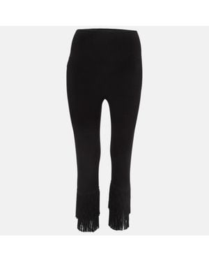 Norma Kamali Stretch Knit Fringed Hem Crop Leggings - Black