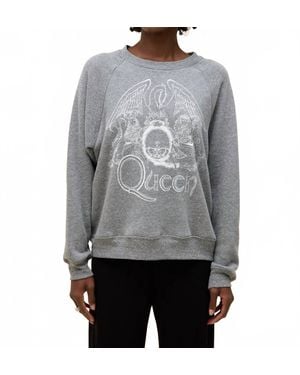 Daydreamer Queen Crest Vintage Raglan Sweatshirt - Gray