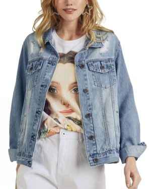 Risen Relaxed Vintage Distressed Jacket - Blue