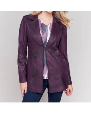 Charlie b Long Faux Suede Moto Jacket - Purple