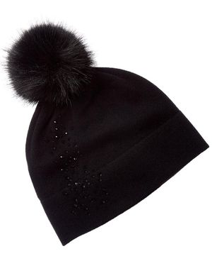 Forte Cashmere Crystal Cashmere Hat - Black