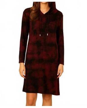 French Kyss Marble Wash Hooded Dress - Red