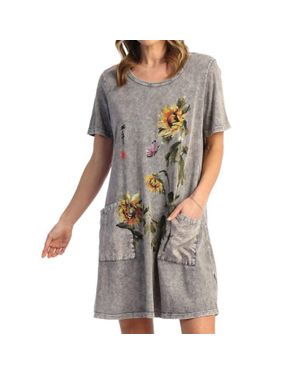 Jess & Jane Sun Date Mineral Washed Pocket Dress - Gray