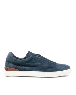 JOHN HARRISON Suede Slip-On Heel Accent Sneakers - Blue