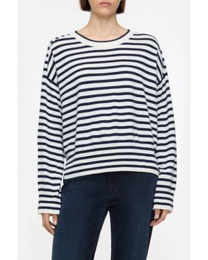 Closed Striped Crewneck Long Sleeve Top - Blue