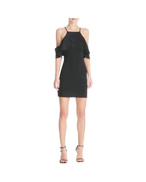 JOA Cold Shoulder Ruffle Dress - Black