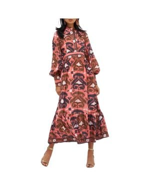 Oliphant Uzbek Shirt Waist Maxi Dress - Red