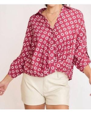 Umgee V-Neck Twist Wrap Printed Blouse - Red