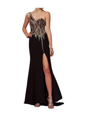 JVN 0Ne Shoulder Jersey Gown - Black