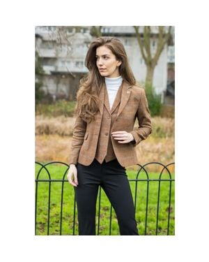 Oliver Tweed Infinity Leather Oak 2 Piece Set Tweed Blazer Waistcoat - Green