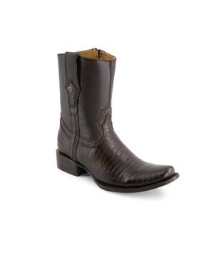 Forastero Square Toe Leather Cowboy Boots - Black