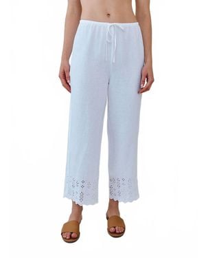 Bella Dahl Beach Crop With Embroidered Hem Pants - Blue