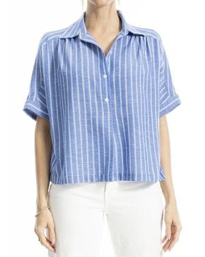 Max Studio Collared Button-Front Blouse - Blue