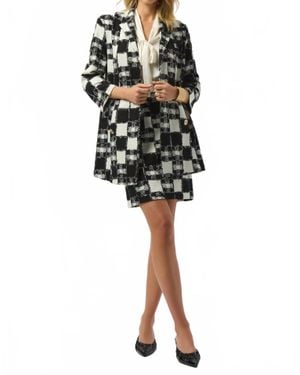 Joseph Ribkoff Checkered Jacquard Jacket - Black