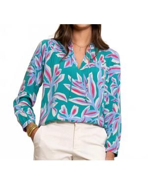 Southern Tide Bonnie Vintage Garden V-Neck Top - Blue