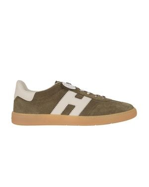 Hogan Suede Sneakers With Iconic Serrated H Design - Brown