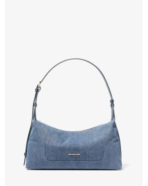 MICHAEL Michael Kors Teddi Medium Washed Denim Slouchy Shoulder Bag - Blue
