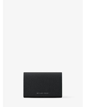 Michael Kors Hudson Pebbled Leather Card Case - White