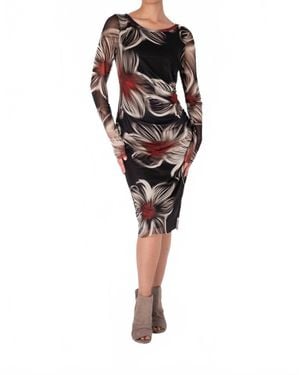 Elana Kattan Dora Fitted Long Sleeves Sheath Midi Dress - Black