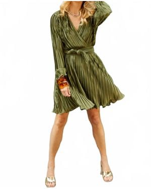 BURU White Label Pleated Mini Dress - Green