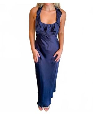 Astr Morrigan Ruffle Trim Halter Dress - Blue